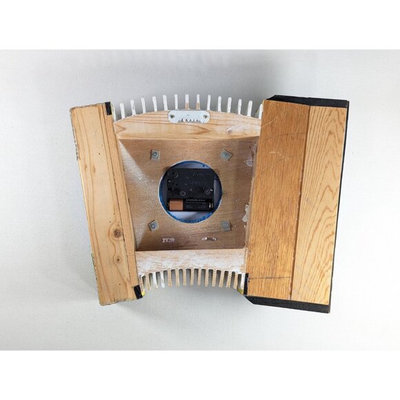 Vintage wooden Accordion Clock, Zupan custom Black and Yellow hand made wall - Picture 5 of 10